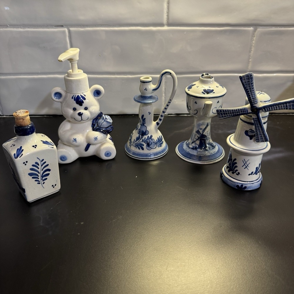 Vintage Delft & Blue‎ & White Miniatures Mixed Lot of 5 Porcelain